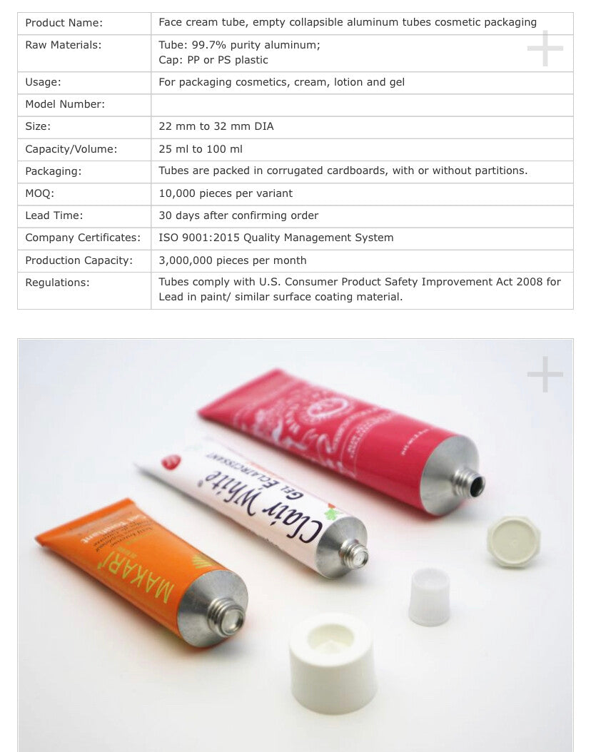 Aluminum Tubes-100% Food-Grade Medical or Cosmetic use. "ALL Printing Included" $0.34 - $0.19 AllResults.com, aluminumbottles, amazon aluminum bottles, flytinbottle, ucan-packaging, elemental containers, aluminum beverage bottles, wholesalesuppliesplus, cclcontainer, specialty aluminum spray bottles, aluminum bullet bottles, tricorbraun brushed aluminum.