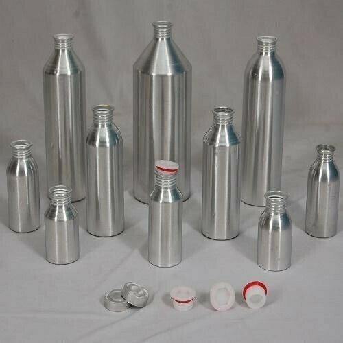 Aluminum bottles with silver finish MOQ 10,000 $0.82 - $1.50. highly reflective, bright, catchy assortment of pure silver aluminum bottles are beautiful. Guaranteed to fit your marketing needs. Caps, Lids or Pumps sold separately. AllResults.com, aluminumbottles, amazon aluminum bottles, flytinbottle, ucan-packaging, elemental containers, aluminum beverage bottles, wholesalesuppliesplus, cclcontainer, specialty aluminum spray bottles, aluminum bullet bottles, tricorbraun brushed aluminum.