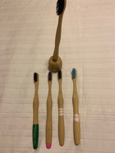 Bamboo Toothbrushes w/ Lotus wood charcoal bristles