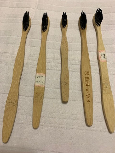 Bamboo Toothbrushes w/ Lotus wood charcoal bristles