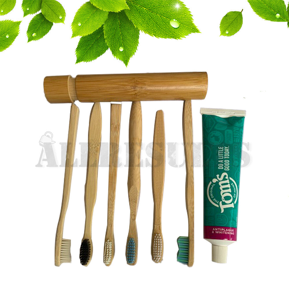 Bamboo Toothbrushes w/ Lotus wood charcoal bristles