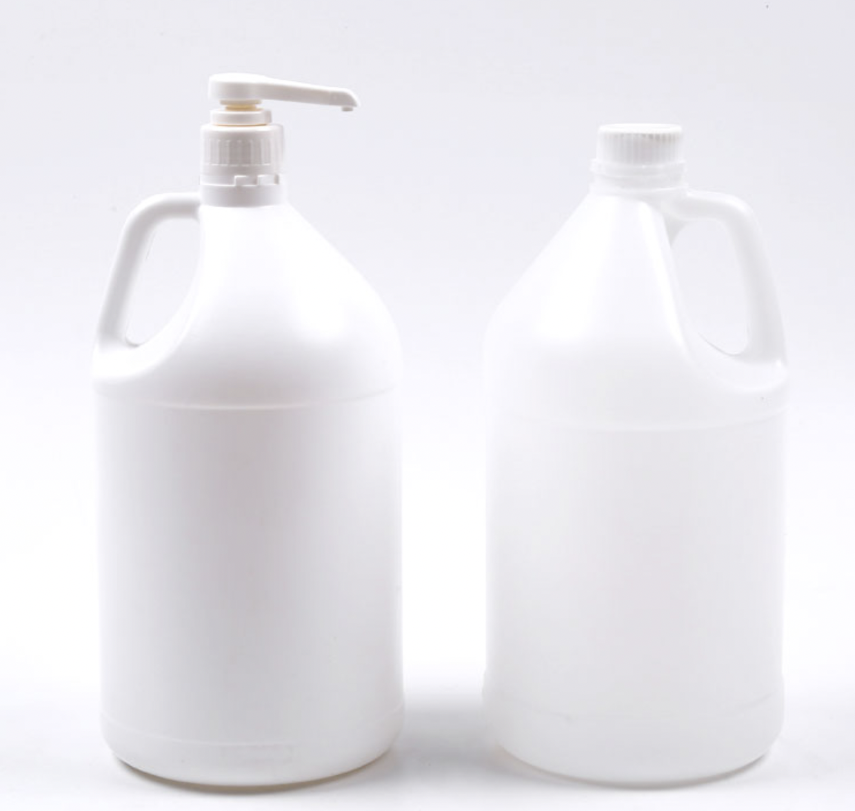 Half gallon and one gallon plastic jugs