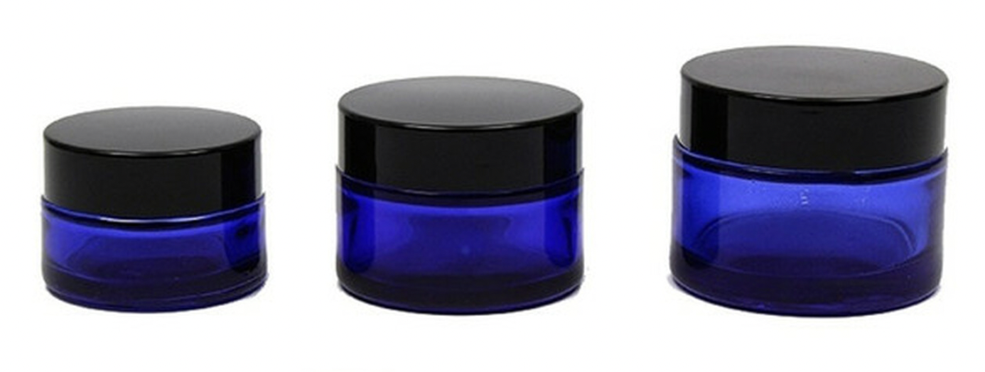 Jars, Deep Blue Cobalt glass serum Jars Blue Cobalt glass serum Jars, perfect containment for night creams, cool camphor masks, Blue cobalt jars are delightfully attractive and provides potency protection.