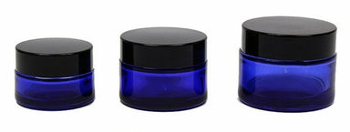 Jars, Deep Blue Cobalt glass serum Jars Blue Cobalt glass serum Jars, perfect containment for night creams, cool camphor masks, Blue cobalt jars are delightfully attractive and provides potency protection. 