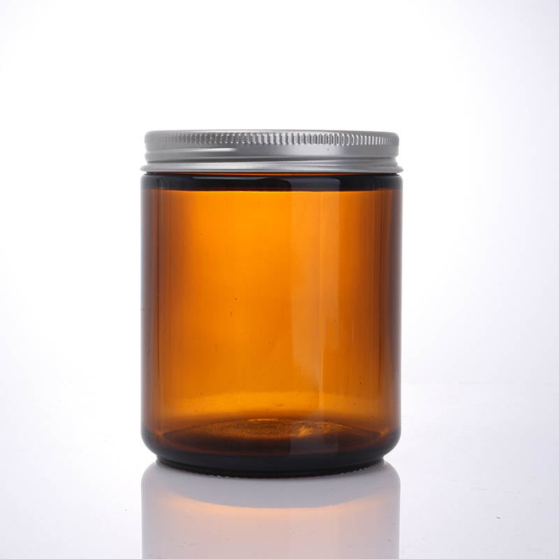 amber glass 8oz candle jars with lids