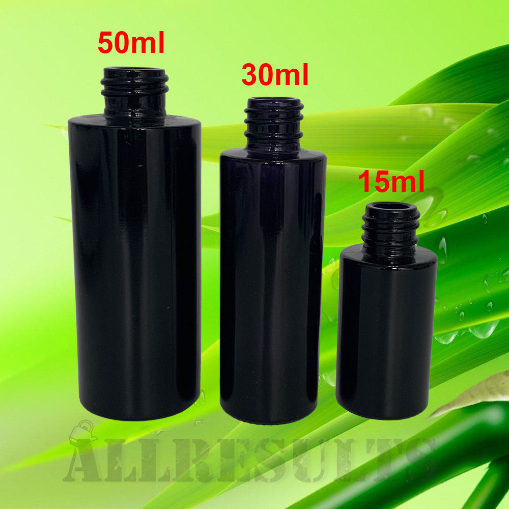 Black glass bottles| U.V. flat neck surface lotion bottles, black uv bottles.